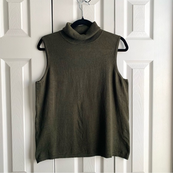Josephine Chaus Turtle Neck Green Sleeveless - Picture 1 of 7